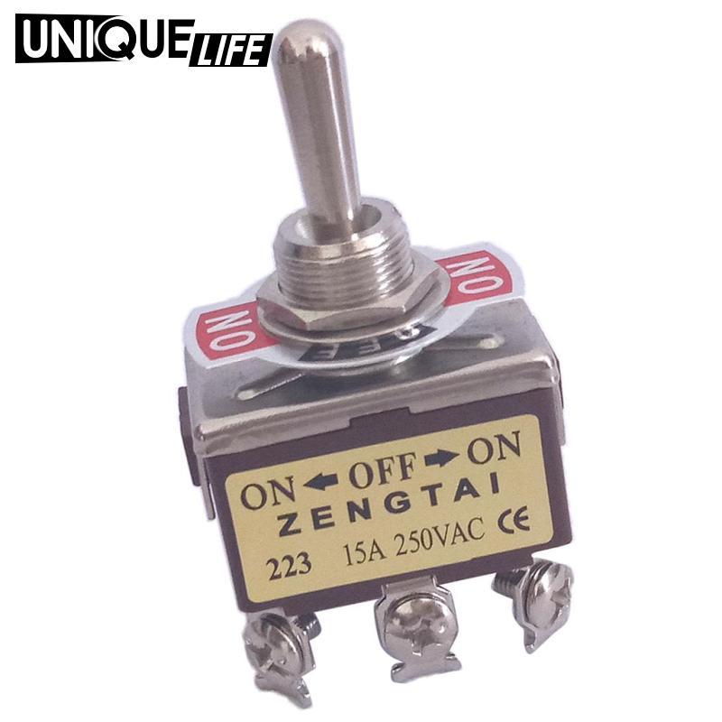 Công tắc bật tắt, AC 250V 15 Amp, 6 Pin 3PDT Bật / Tắt / Bật 3 Vị Trí Mini