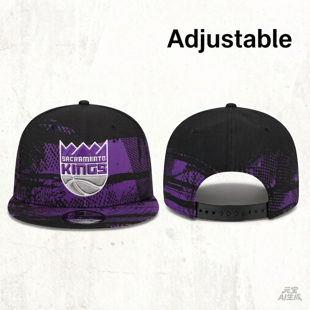 Mũ Snapback 9FIFTY của Sacramento Kings New Era - Mũ bóng chày màu đen, thêu nhiều màu cổ điển ngoài