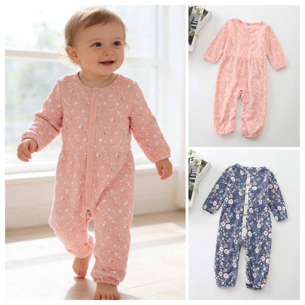 Xuất khẩu March-April Bé Xuân Thu Áo Liền Quần Bé Gái Dài Tay Hoa Jumpsuit Bé Ngọt Ngào Hoa Nhỏ Phía