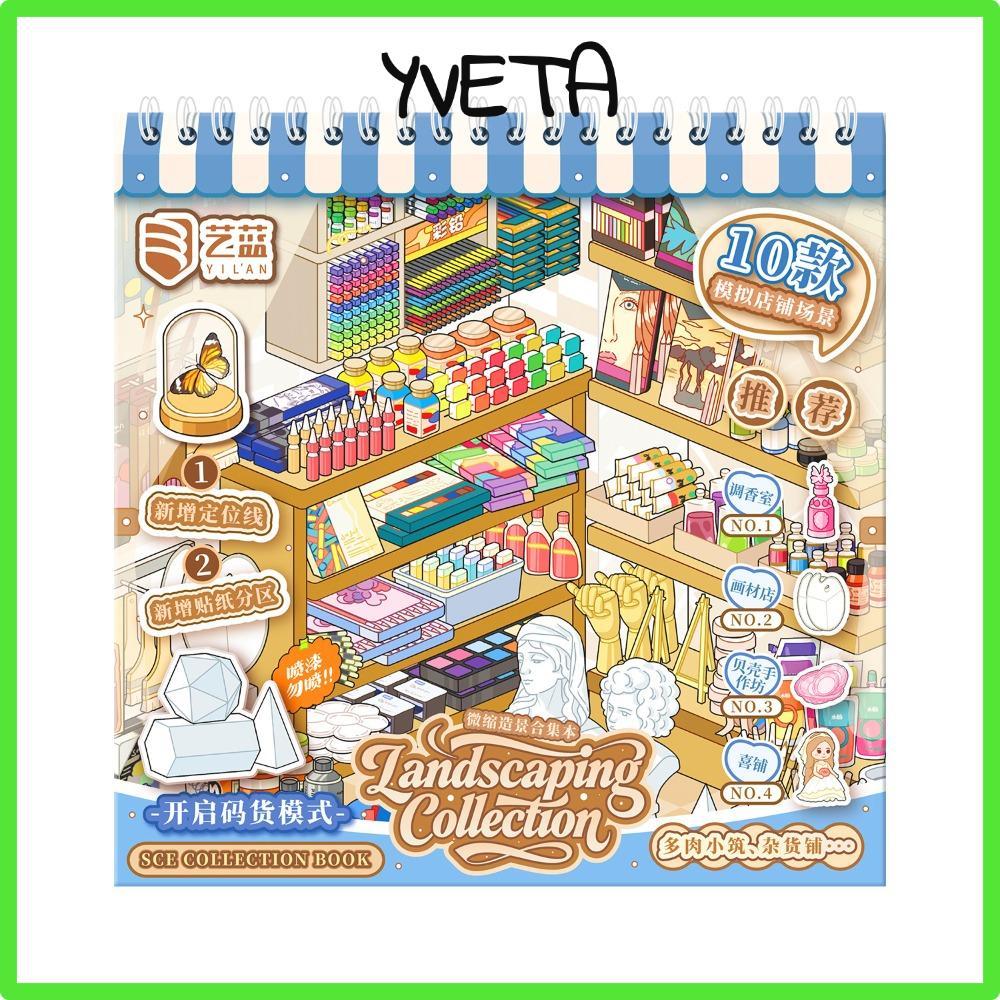 YVETA Sticker Book, Die-cut Store Series Mini Scene Sticker, Chất Lượng Cao Giảm Căng Thẳng PET Minh
