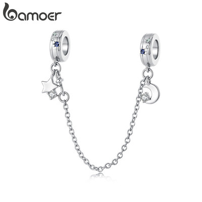 Dây chuyền an toàn Bamoer Moon & Star DIY cho vòng tay Quà tặng cho nữ