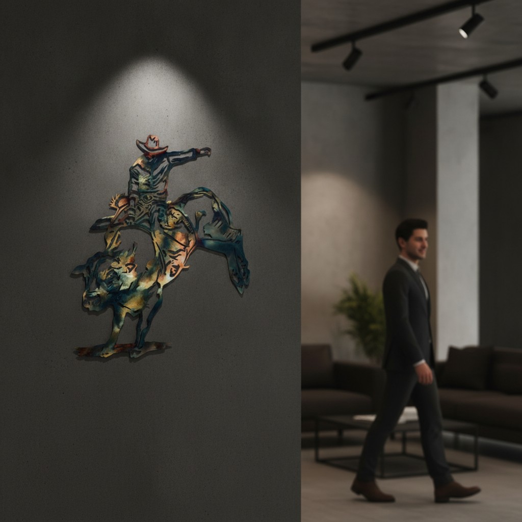 Cowboy Trang trí tường Cutout Cowboy Silhouette dành cho người hâm mộ Rodeo, Phòng khách, Lối vào