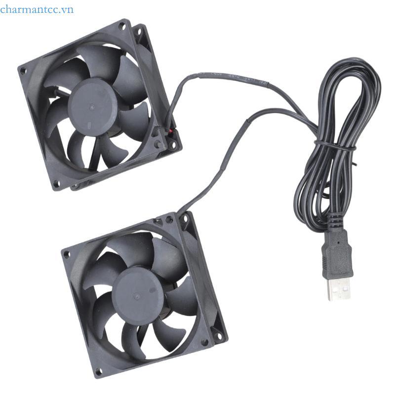 Charmantcc1 Performances USB 5V 8x8cm Quạt làm mát đôi 8025 cho máy tính để bàn