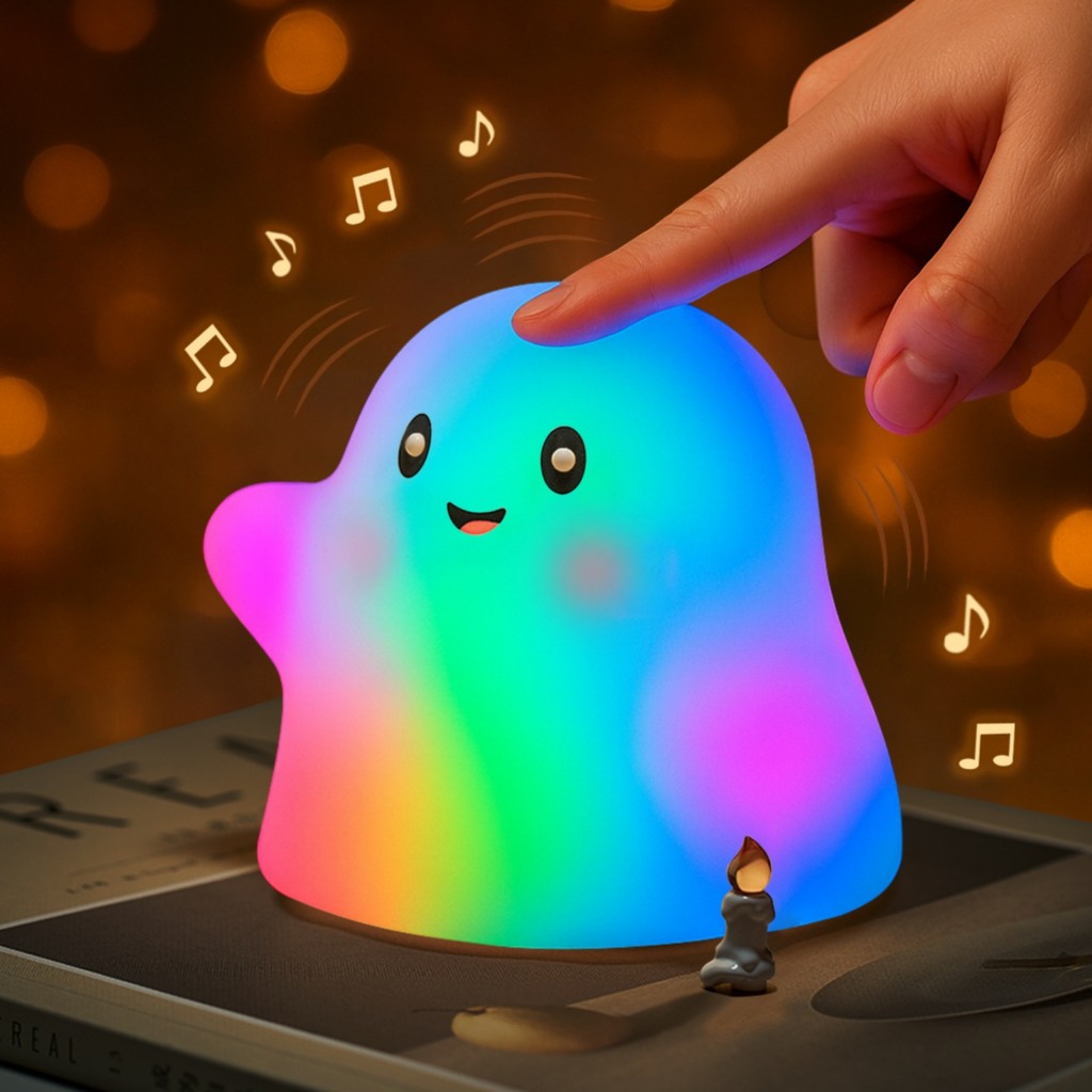 Ghost Night Light Squishy Silicone Night Light Ghost Lamp Squeezable Thân thiện với trẻ em, phòng ng