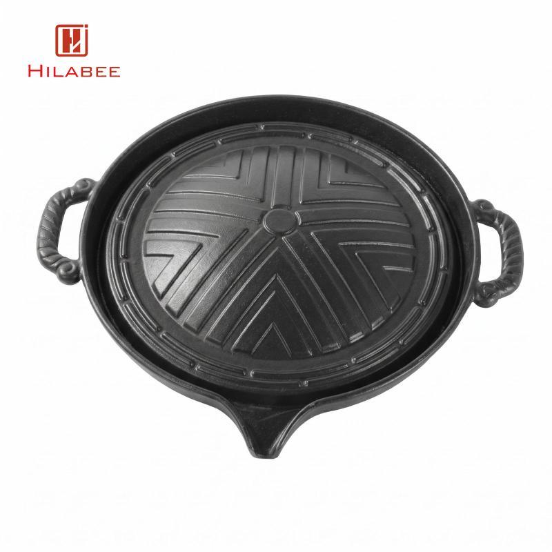 Dark Cast Iron Pan Matte Finish Cast Grill Pan Rót Đồ dùng gia đình Arched