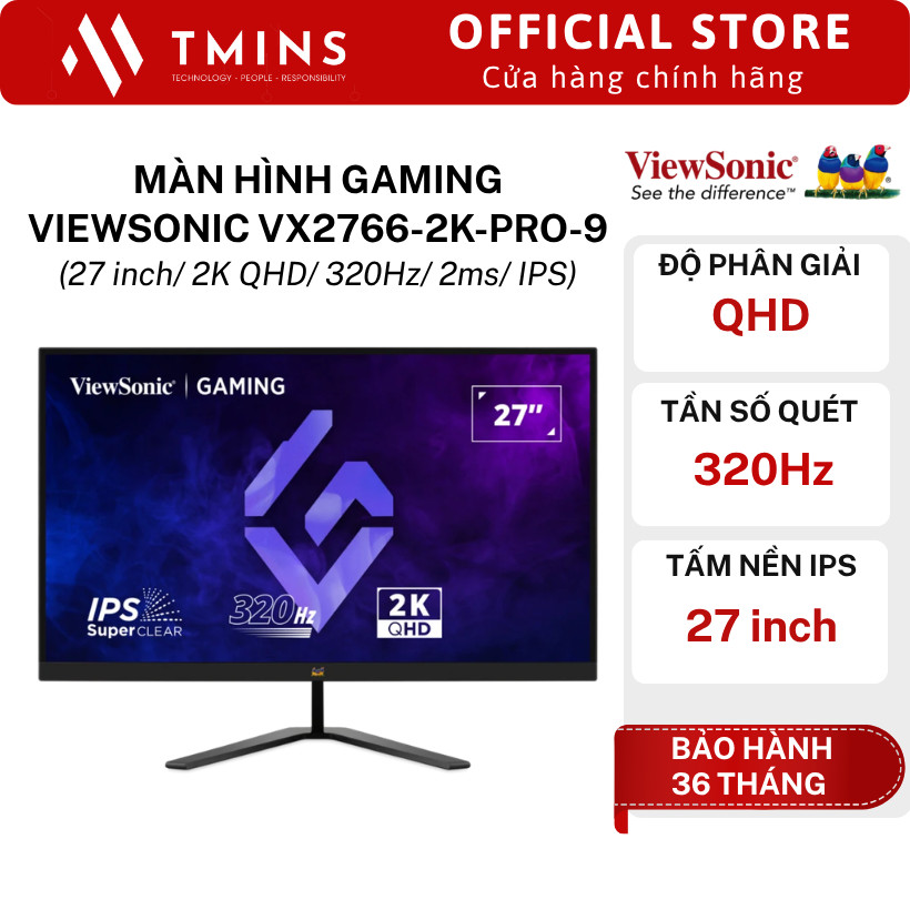 Màn hình Gaming ViewSonic VX2766-2K-PRO-9 (27 inch/ 2K QHD/ 320Hz/ 2ms/ IPS) - Hàng  chính hãng