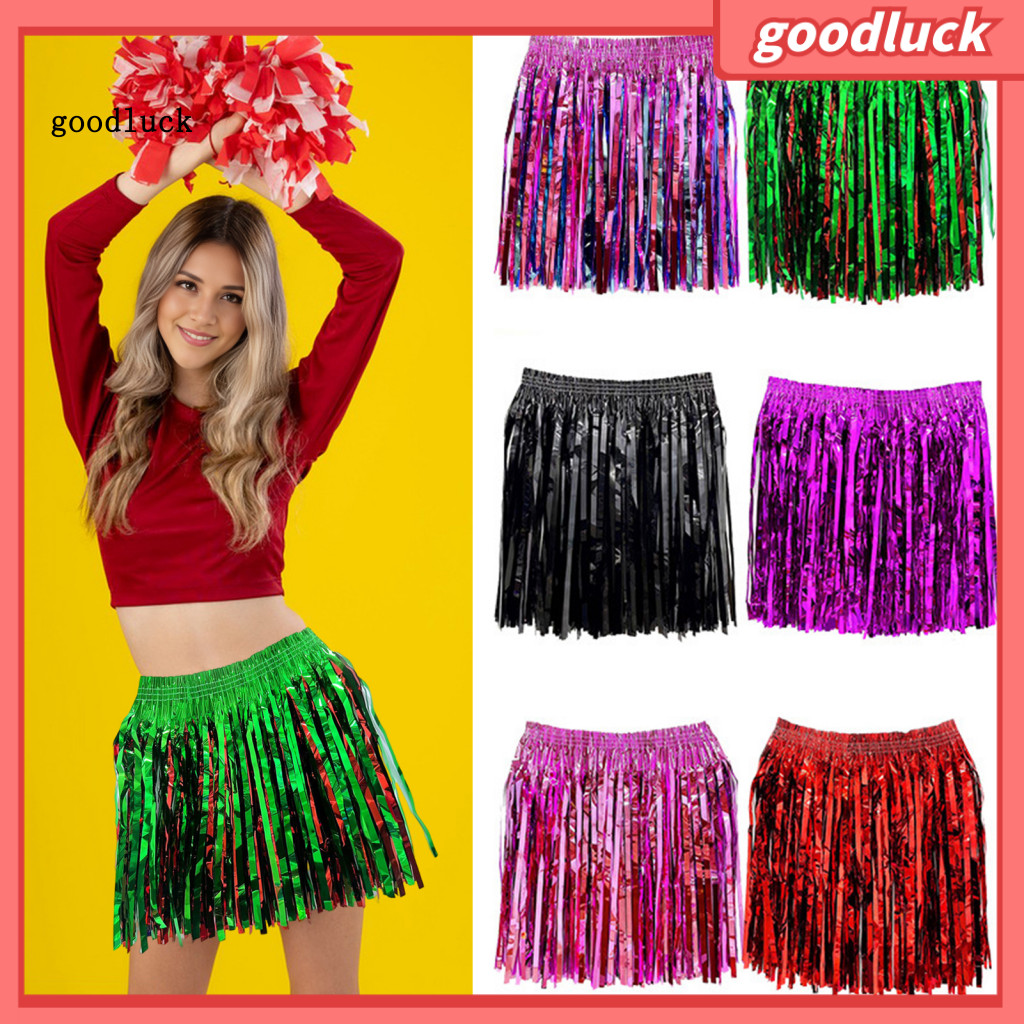 May mắn| Váy rèm đầy màu sắc Lễ hội Váy tua rua Váy mưa Trang phục khiêu vũ với Streamer Fringe Váy 