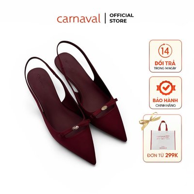 Giày Cao Gót Nữ Carnaval Mũi Nhọn Quai Hậu Da Lụa, Gót Cao 4.5cm Êm Chân Đi Làm Đi Tiệc - VS221