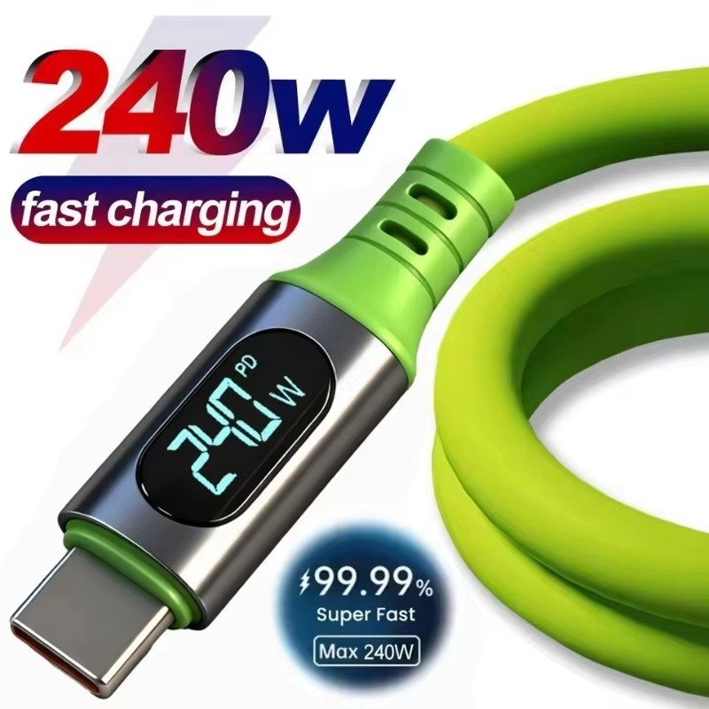 Cáp Elough 240W Type C sang Type C Cáp sạc siêu nhanh có màn hình LED Dây dữ liệu USB sang Type-C