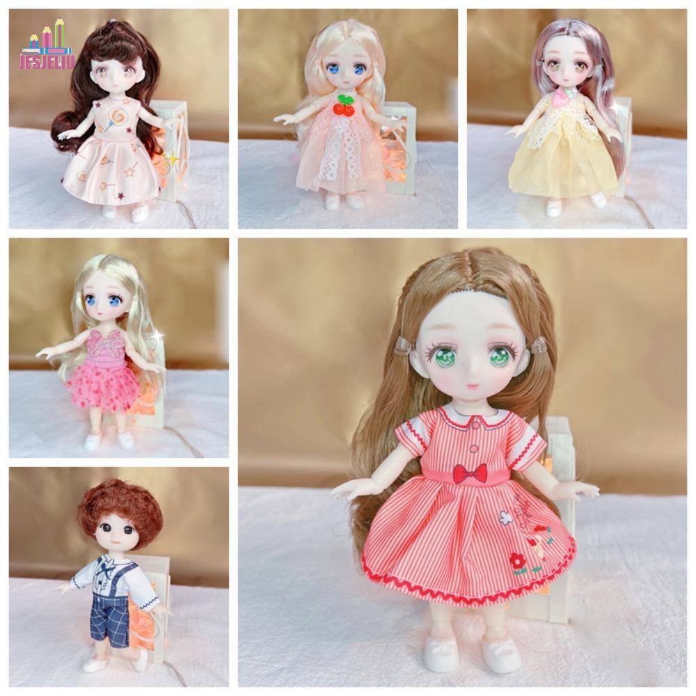 JESJELIU 16cm Anime Mắt Đồ Chơi Búp Bê, Bóng Khớp Cơ Thể Di Động Khớp Kawaii Bjd Doll, Dress Up Doll