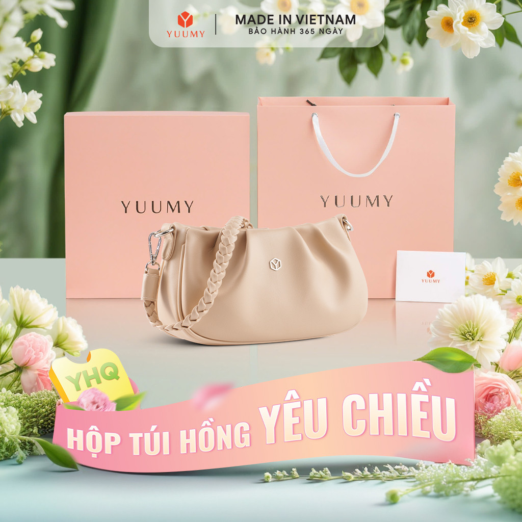Bộ hộp quà YUUMY (Túi đeo vai nữ YUUMY YN253 + Hộp quà YHQ2 + Túi giấy YTG2 + Túi rút BVR3838 + Thiệ