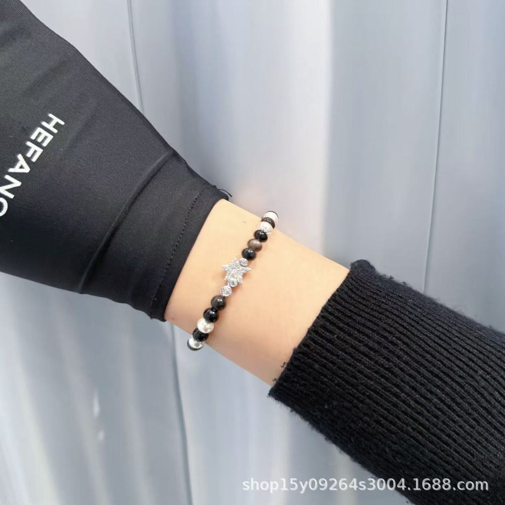 Jewelry Silver Obsidian Bubble Bracelet Luxury Jewelry Accessories Bracelet Chain