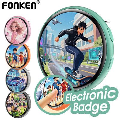 Fonken Anime E-Badge Display Pin Dynamic Huy hiệu điện tử Màn hình cảm ứng Huy hiệu thẻ ID mát mẻ