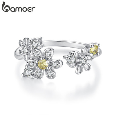 Bamoer Mở Nhẫn Có Thể Điều Chỉnh Kích Thước Hoa Cúc Trang Sức Thời Trang Quà Tặng Cho Nữ