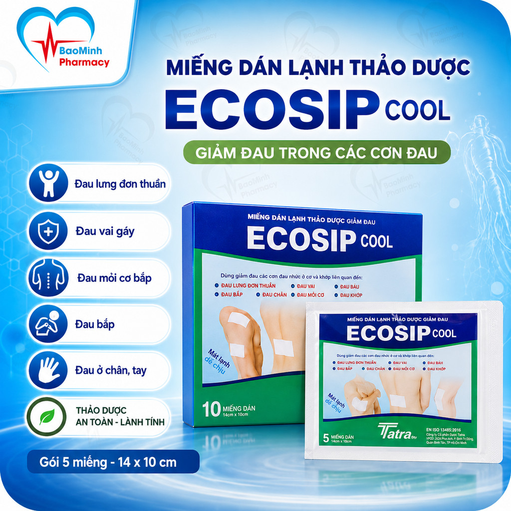 Miếng dán lạnh thảo dược Ecosip Cool - Tatra