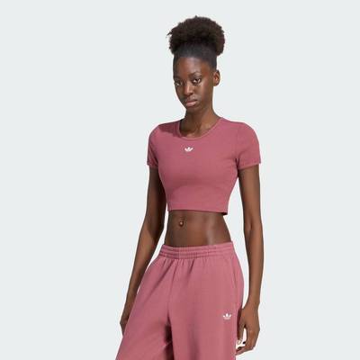 adidas Lifestyle ESSENTIALS RIB TEE Women Burgundy KT4756