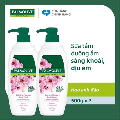 Bộ 2 chai sữa tắm Palmolive sảng khoái dịu êm 95% chiết xuất từ thiên nhiên 500g