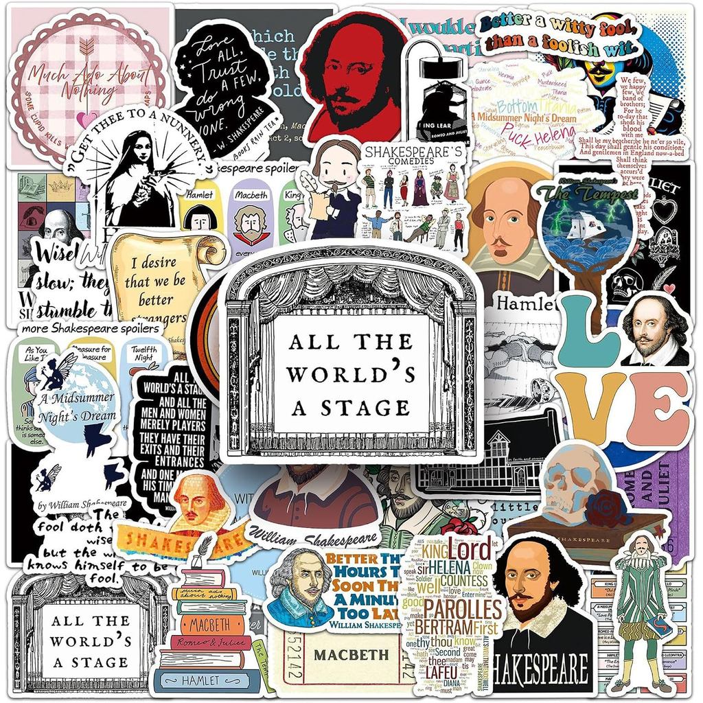 100 Miếng Dán William Shakespeare, Trích Dẫn Văn Học Vinyl Chống Thấm Nước Dán Cho Laptop, Chai Nước