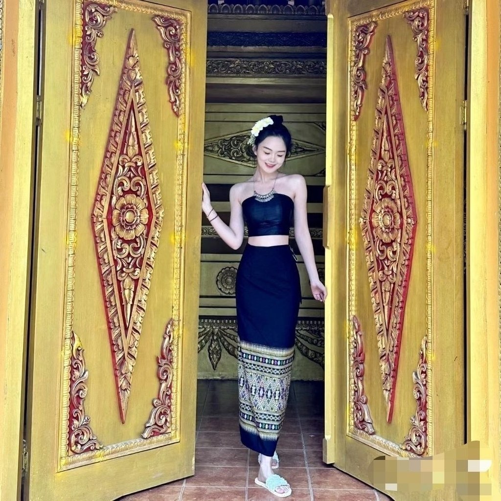 Phương Tây Đôi Phiên Bản Natto Váy Phù Hợp Với Quấn Ngực Váy Dài Phong Cách Dân Tộc Khiêu Vũ Trang Ảnh Đen Tsuba Váy