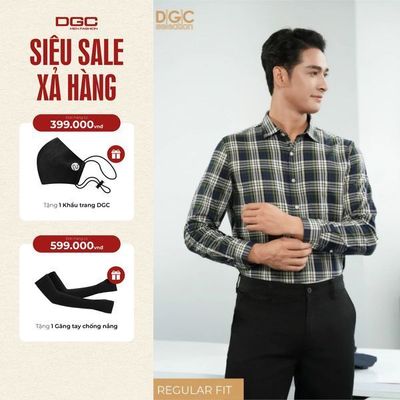 Áo sơ mi nam dài tay DGC Dáng suông Regular Fit, vải thoáng mát thấm mồ hôi tốt - SASDBC47M