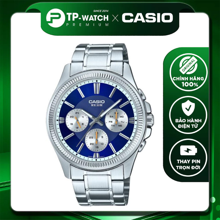 Đồng hồ nam dây thép Casio MTP-1375D-2A1VDF 6 kim | Casio MTP-1375D-2A1