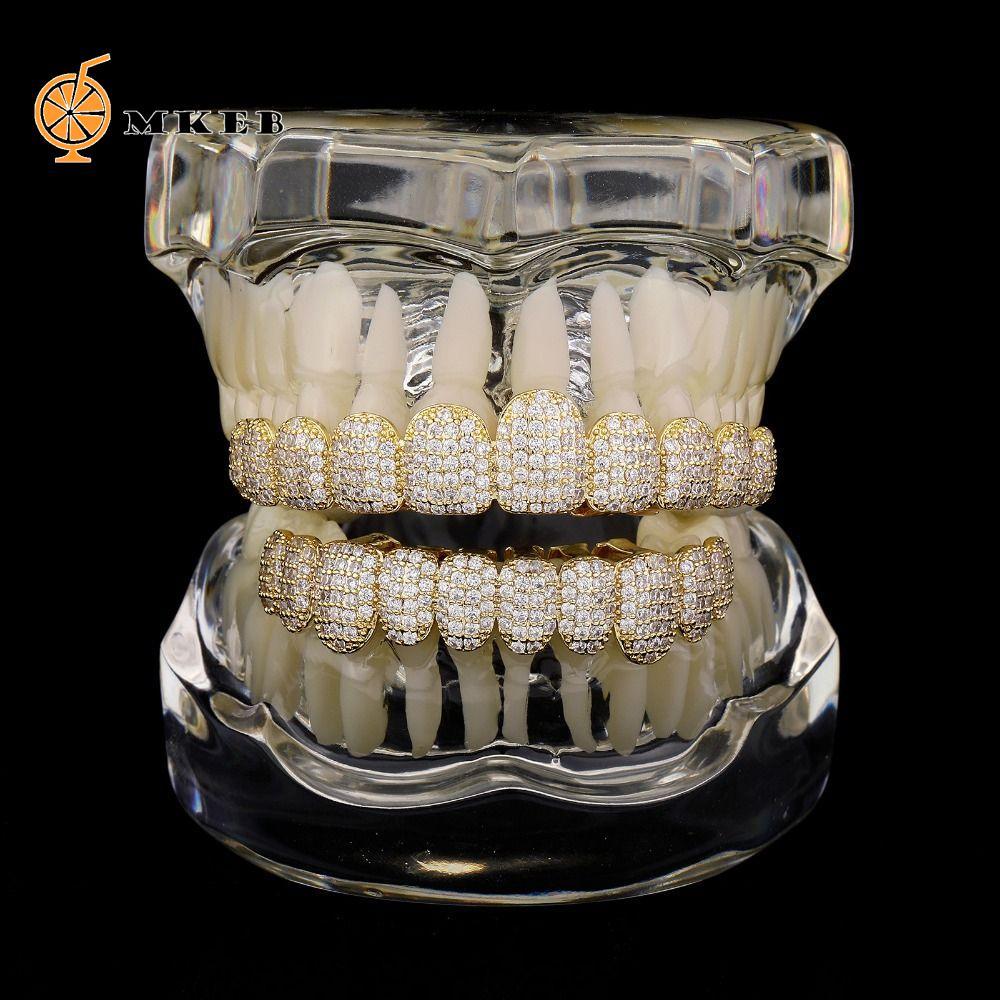 MKEB Răng Grillz Bộ, Thiết Kế Có Thể Tháo Rời Kim Cương Giả Hiphop Grillz, Punk Trang Sức Rỗng Hip H