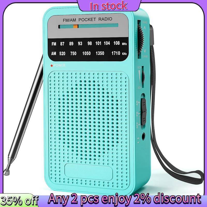 Còn hàng-AM Đài FM Pocket Radio Radio Di Động Transistor Radio Có Loa Xanh