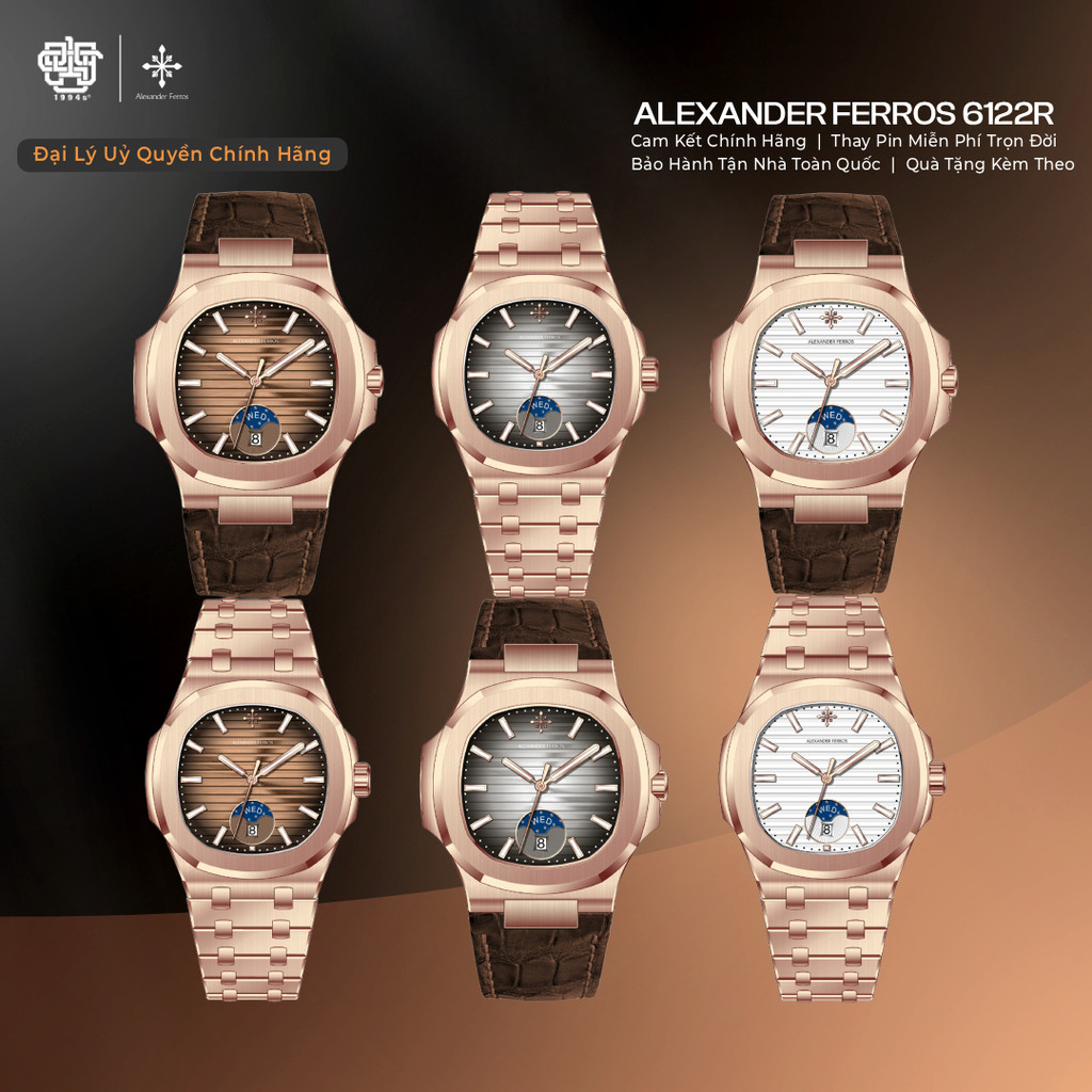 Đồng Hồ Nam Alexander Ferros 6122R Automatic, Kính Sapphire Hàng Chính Hãng 1994s WATCH