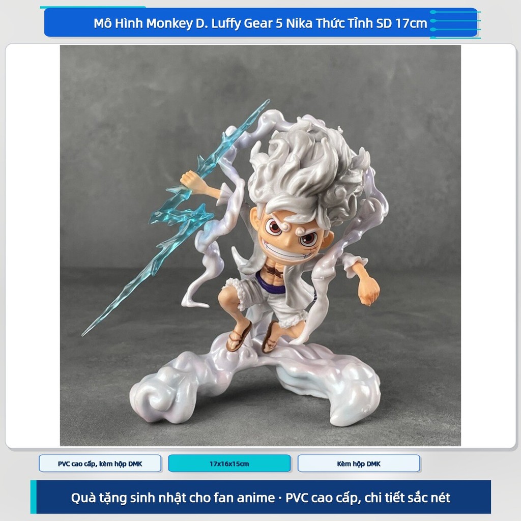 Mô Hình One Piece Luffy Gear 5 SD Nika Thức Tỉnh Tượng Trang Trí 17cm Kèm Hộp