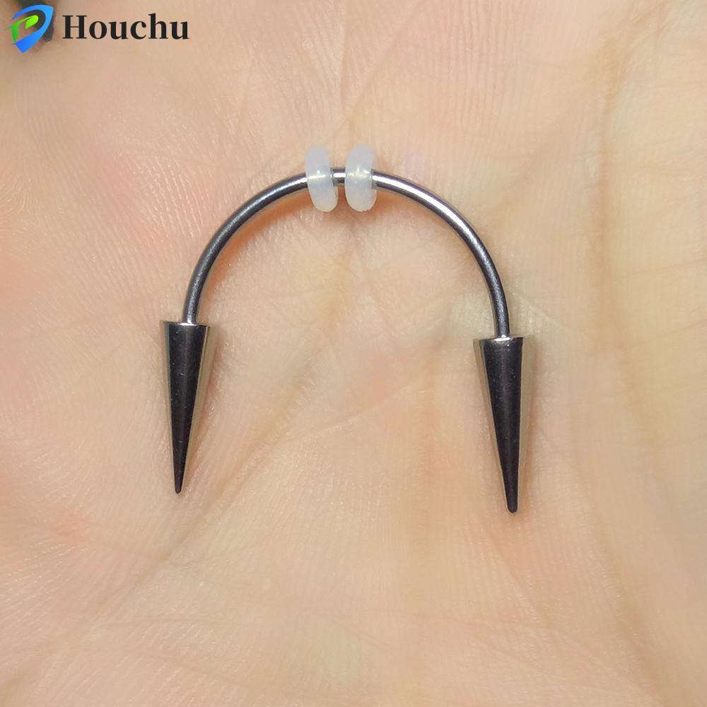 HOUCHU Goth Môi Nhẫn Mới BCR Septum Giả Septum Piering Cơ Thể Trang Sức Xuyên Trang Sức