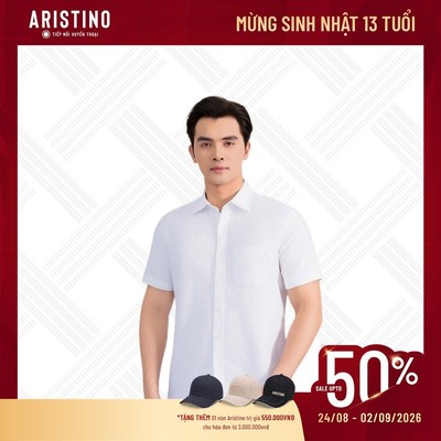 Áo Sơ Mi Nam Cotton Oxford Màu Trắng Aristino Phom Brezza Tay Ngắn ASSU08AS0