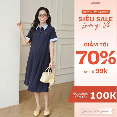 Váy bầu, đầm bầu dáng suông Remy Dress cổ polo kiểu basic, váy bầu mùa hè, đầm bầu thiết kế by LAMME