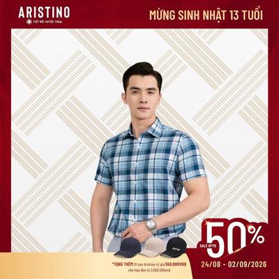 Áo Sơ Mi Nam Tay Ngắn Kẻ Sọc Aristino Business Regular Fit 1SS010AS2