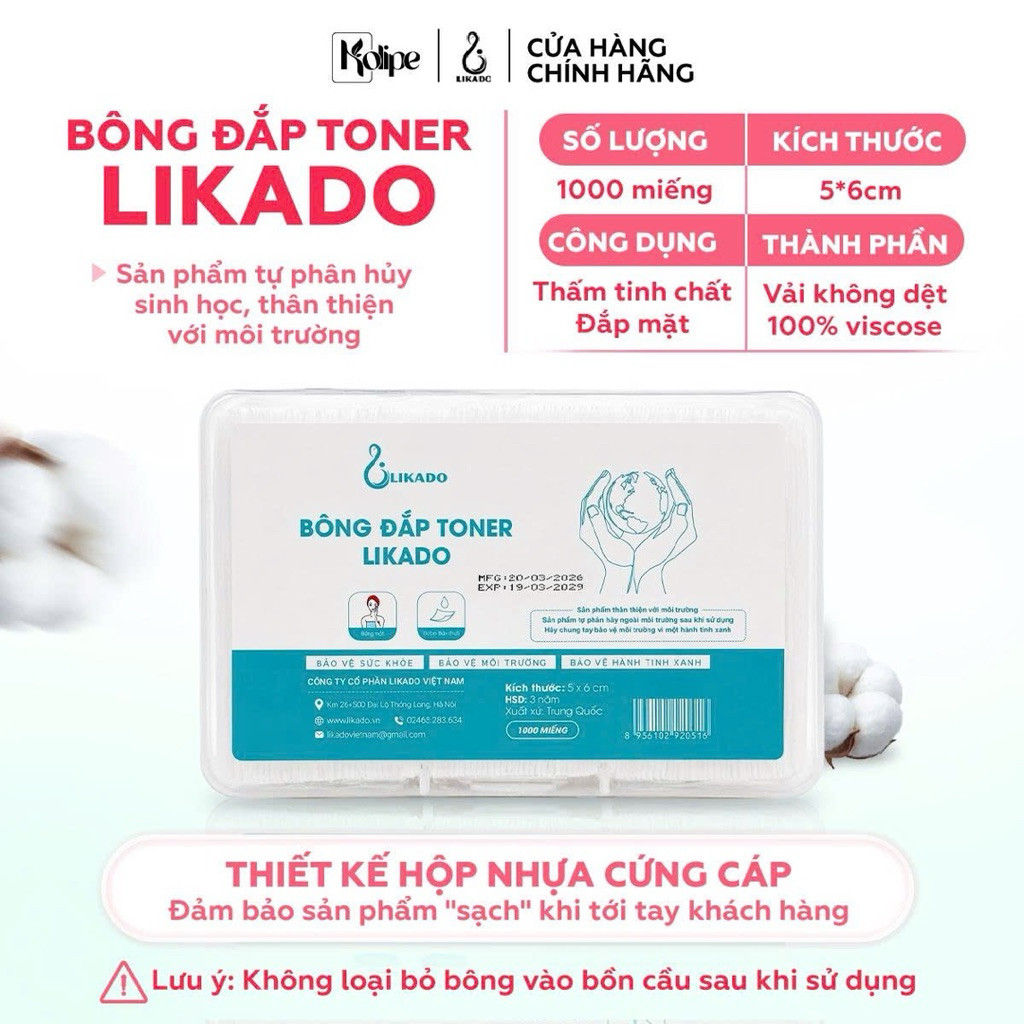 Bông đắp TONER  Likado 1000 miếng cotton mềm (không giãn)