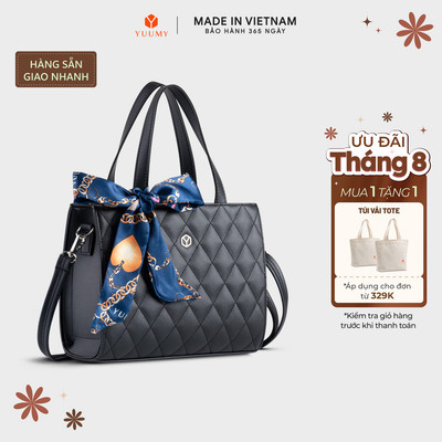 Túi Yuumy (Thời trang nữ phối khăn thắt nơ size 25 - Túi xách da Seasand YTX45)