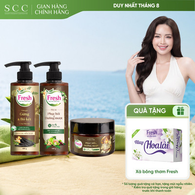 COMBO Dầu Gội 480g + Dầu Xả 380g Fresh Thảo Mộc Dưỡng Sinh Và Kem Ủ Hỗ Trợ Phục Hồi Tóc Fresh TMDS 220g