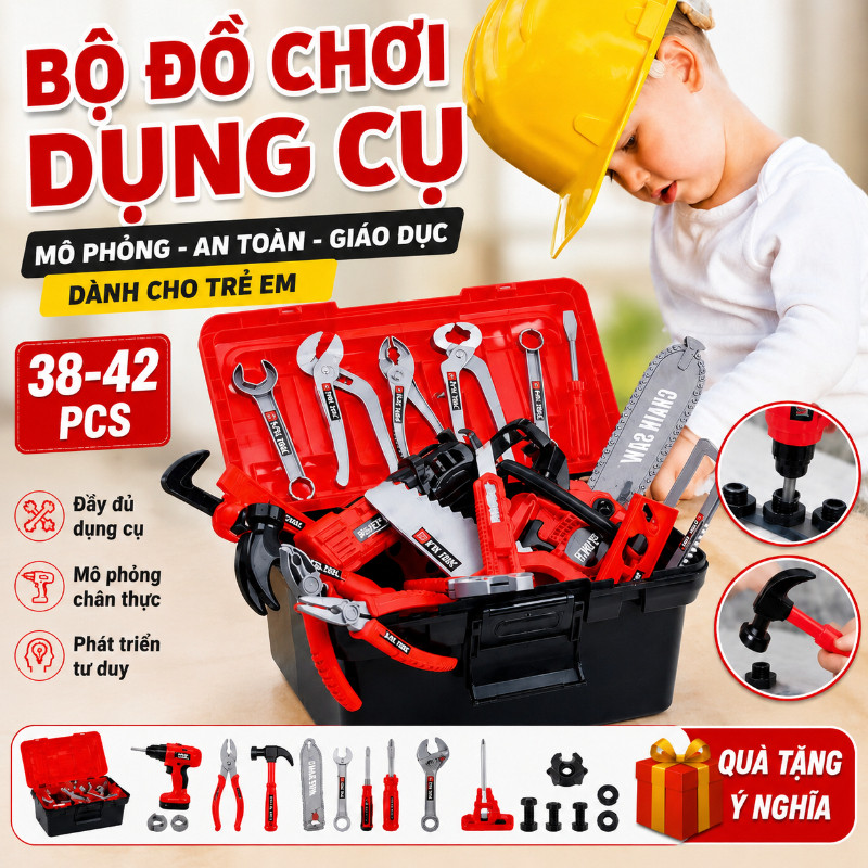 Trẻ Em Hộp Đựng Bộ Đầy Đủ Của Bé Mô Phỏng Dụng Cụ Dụng Cụ Sửa Chữa Máy Khoan Điện Tua Vít Dụng Cụ Đồ Chơi Giáo Dục