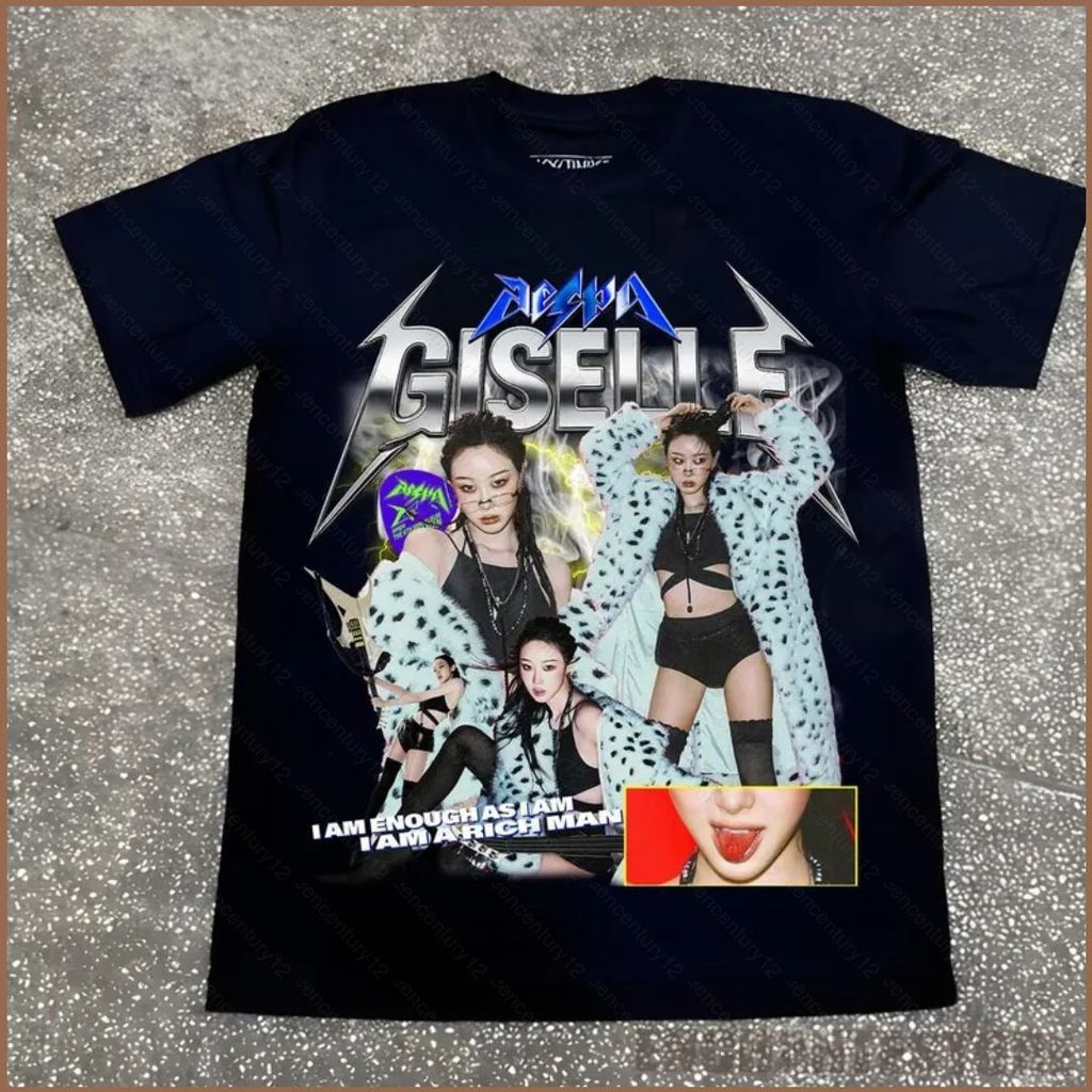 GC12 AESPA Rich Man Kpop tee KARINA GISELLE WINTERNING Áo thun ngắn tay hàng đầu GC12