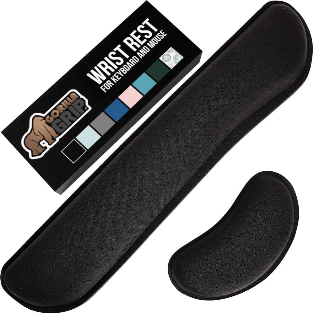 GORILLA GRIP Silky Memory Foam Wrist Rest for Computer Keyboard, Mouse, Ergonomic Design for Typing 