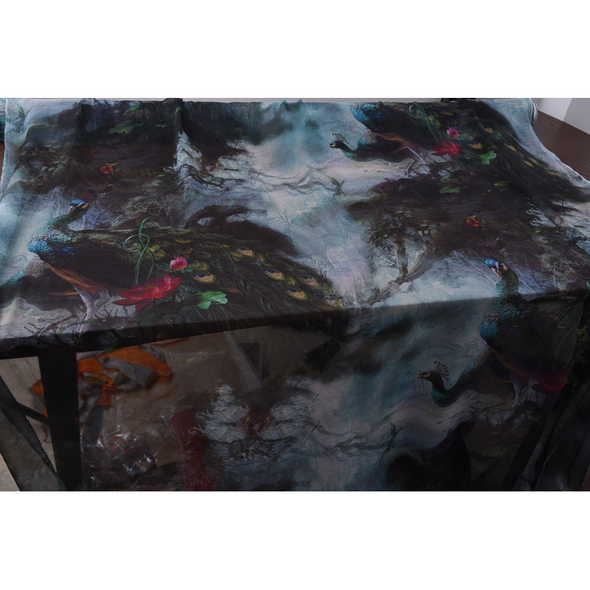 Hubu Shop All Silk Digital Inkjet Silk Shun Co Giãn 1,34 Mét Rộng 55 Yuan Một Mét