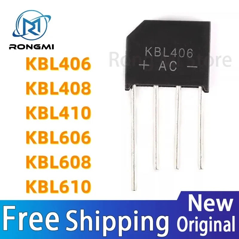 20 Chiếc Mới KBL406 KBL408 KBL410 KBL606 KBL608 KBL610 Chỉnh Lưu Cầu phẳng Còn Hàng Bán Buôn Còn Hàn