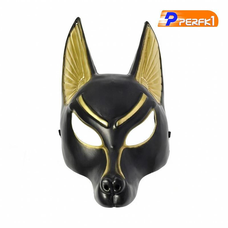 Chi tiết Anubis Deity Mask Headpiece với điểm nhấn mắt vàng cho hiệu suất Cosplay Hóa trang Trang ch