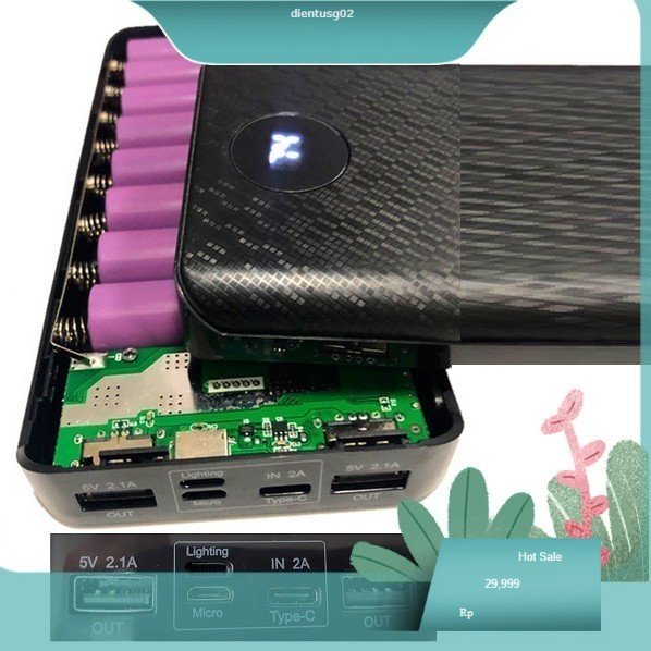 Box sạc dự phòng 8 cell 2A dùng pin 18650 3 đầu vào, box sạc nhanh 2A, mạch sạc dự phòng, mạch sạc p