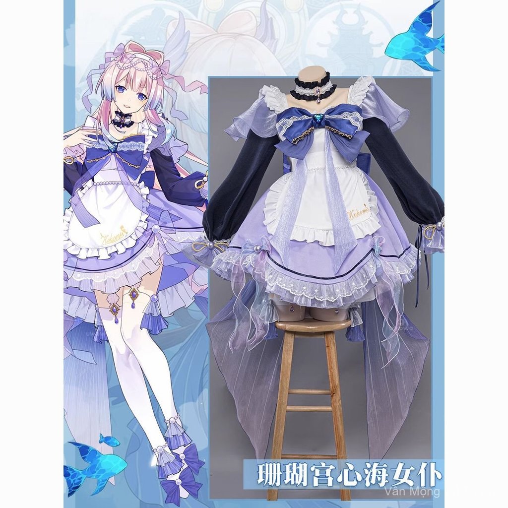 Trang phục cosplay Sangonomiya Kokomi Genshin Impact, váy dài nữ, thiết kế đẹp, bộ đầy đủ, vải tốt