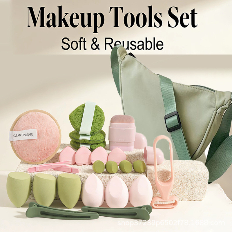 23PC Puff Full Series 3PC Đầu Làm Đẹp Kết Hợp Bộ Đệm Ngón Tay Cotton Puff Beauty Trứng
