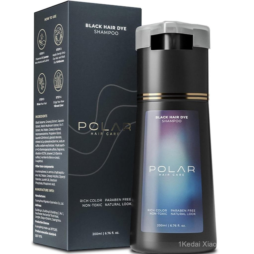 5OMF PolarHairCAREPolarHaircare-HairDyeShampooforGrayHairforNữ & Nam (Jetk) HairDyeKit-SemiPermanent