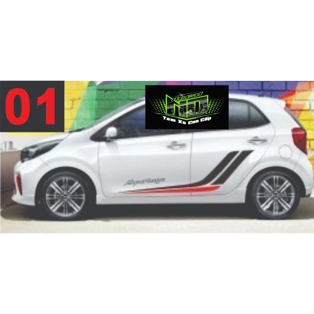 Tem xe kia morning nhiều mẫu tem in 3 lớp sắc nét không phai màu - ND DECAL