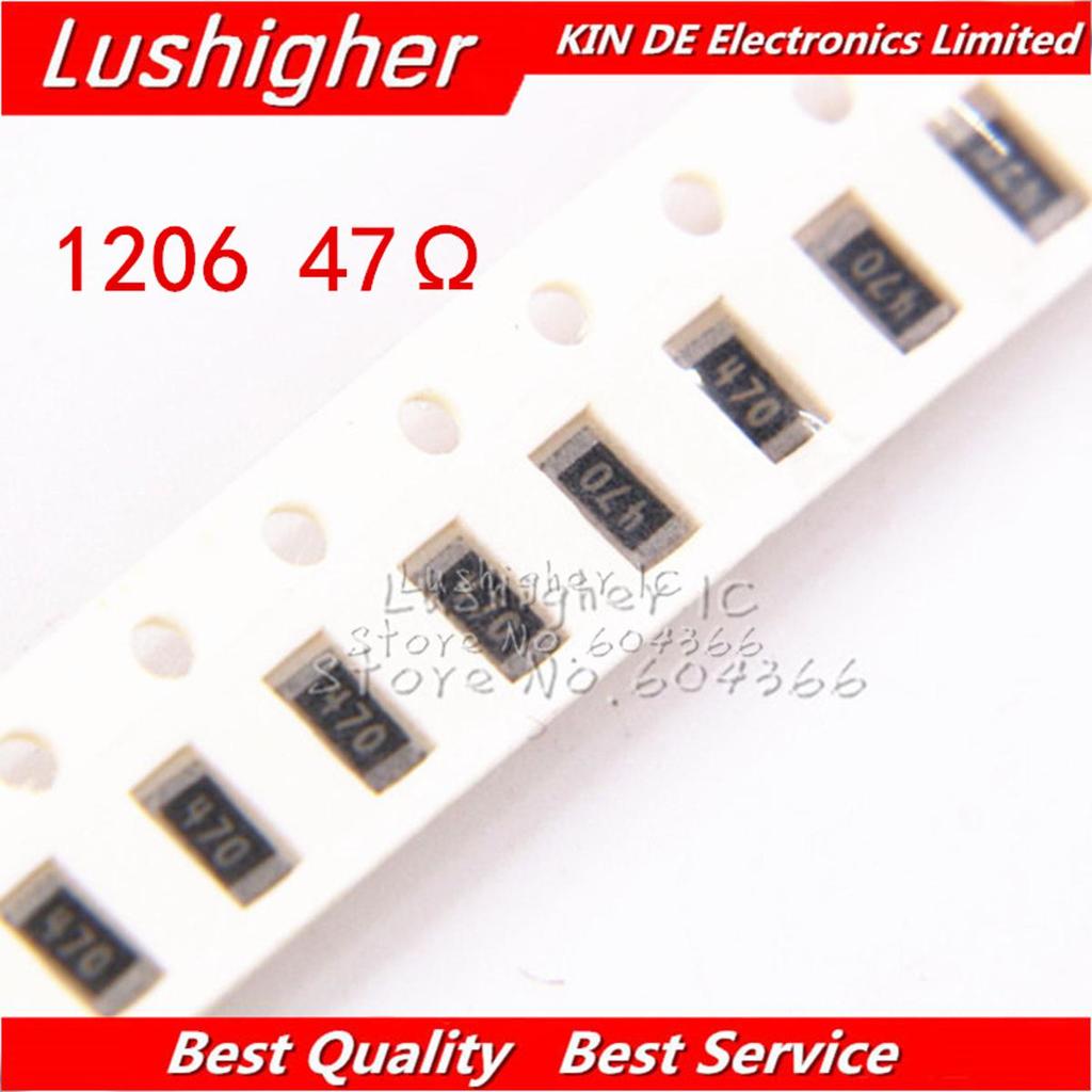 100 CÁI 1206 Điện trở SMD 5% 47ohm 470 47 Ohm 47R