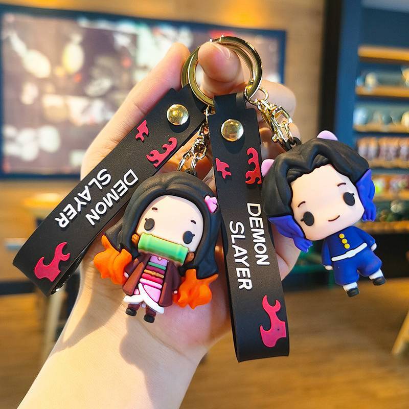 Q Version Kimetsu No Yaiba Keychain Cute Nezuko Cartoon Bag Hanging Ornament Doll Pendant Decoration
