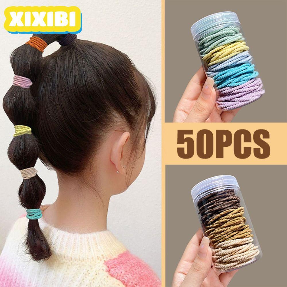 XIXIBI 50 Dây Buộc Tóc, Dây Buộc Tóc Màu Kẹo, Dây Buộc Tóc Co Giãn Mạnh Mẽ